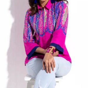 Dark Pink Printed Viscose Casual Top Womens Top Dress / Minimum 300 pcs